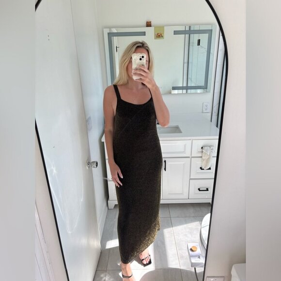 FMX&CO 90s Vintage Gold Glitter Mesh Dress - Picture 11 of 13